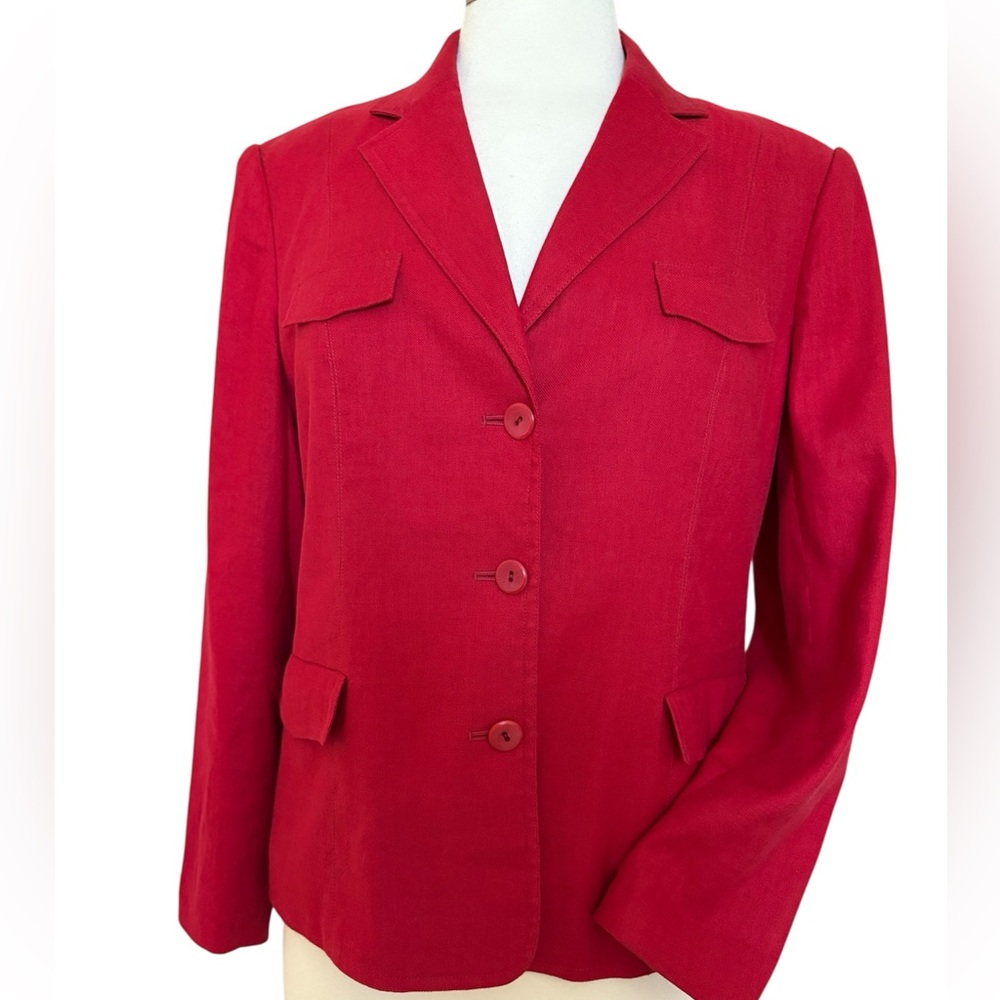 Talbots Red Linen Blazer - Picture 9 of 16